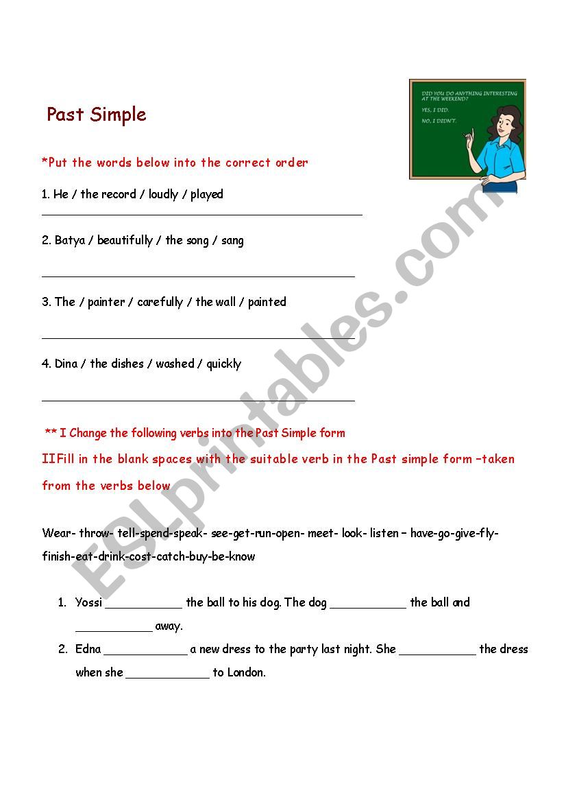 Past Simple worksheet worksheet