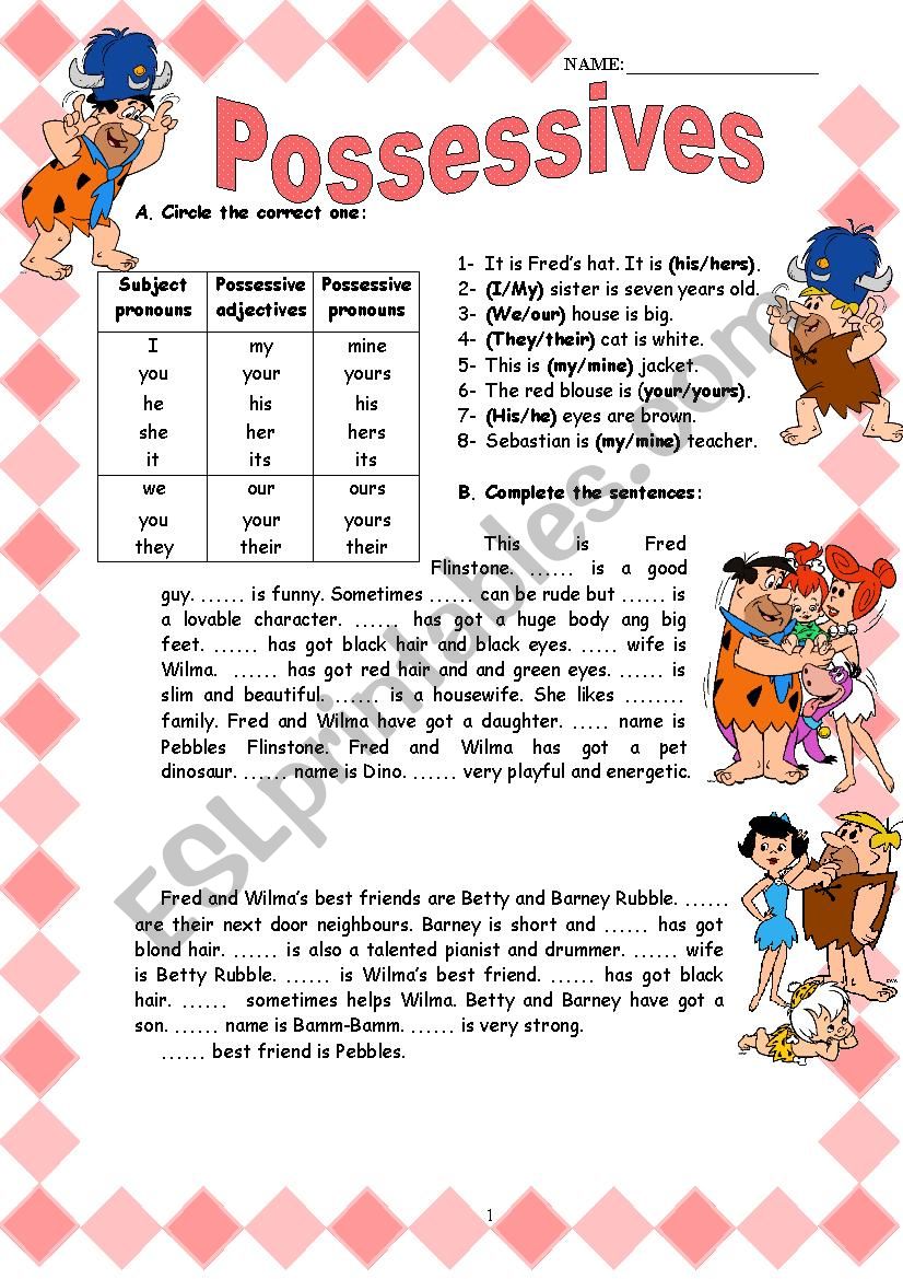 Possessive adjectives and pronouns