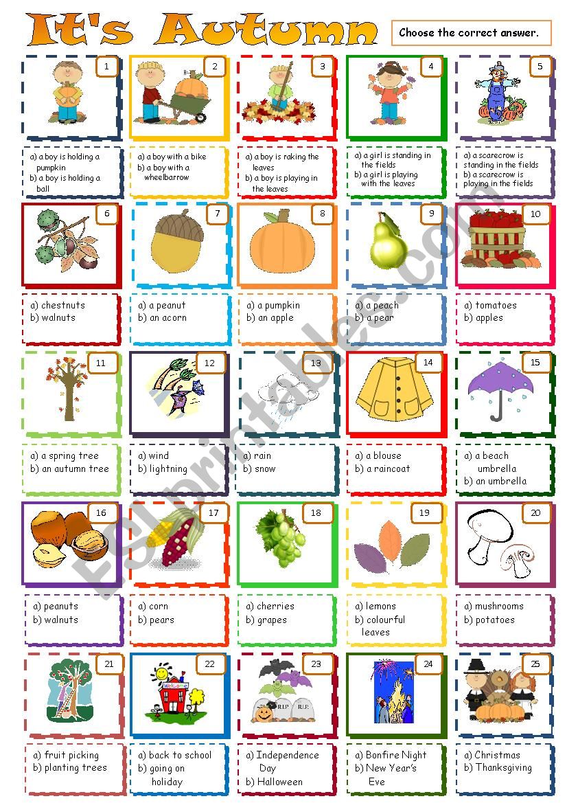 Autumn - Multiple Choice worksheet