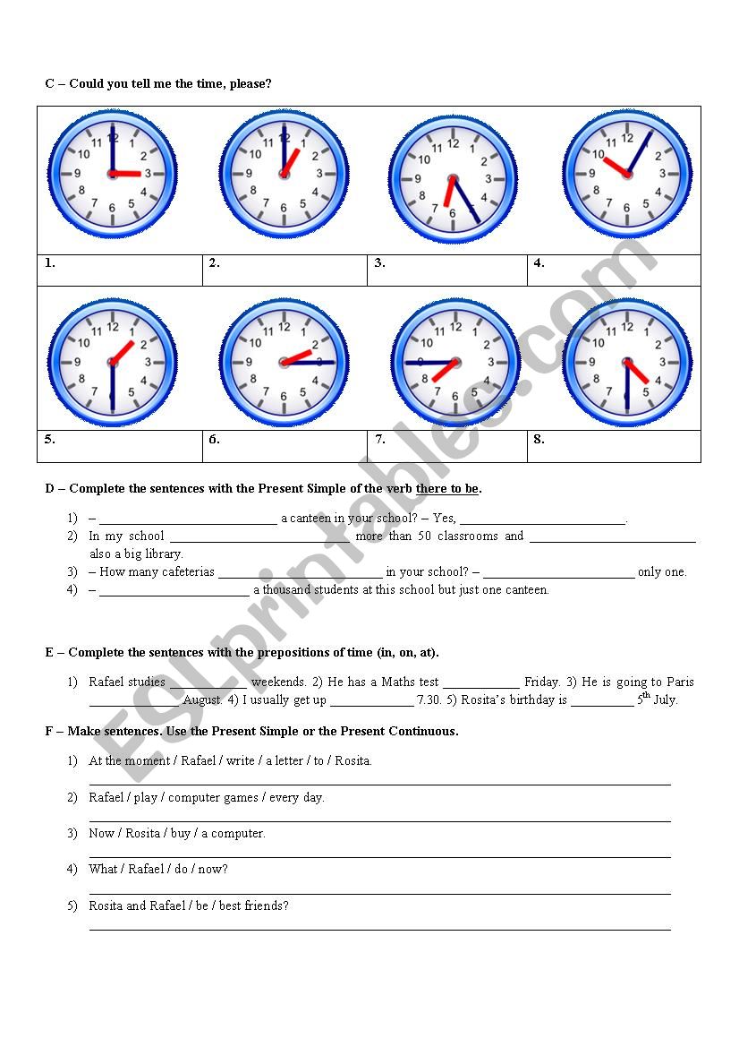 Grammar and vocabulary worksheet