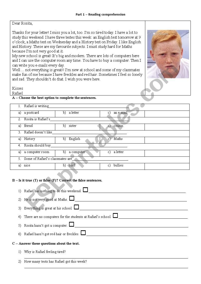 comprehension worksheet worksheet