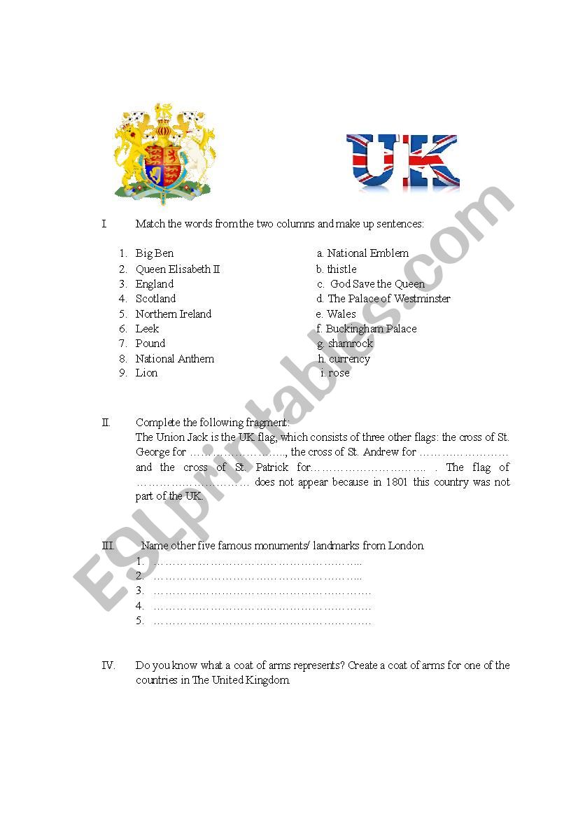 UK worksheet