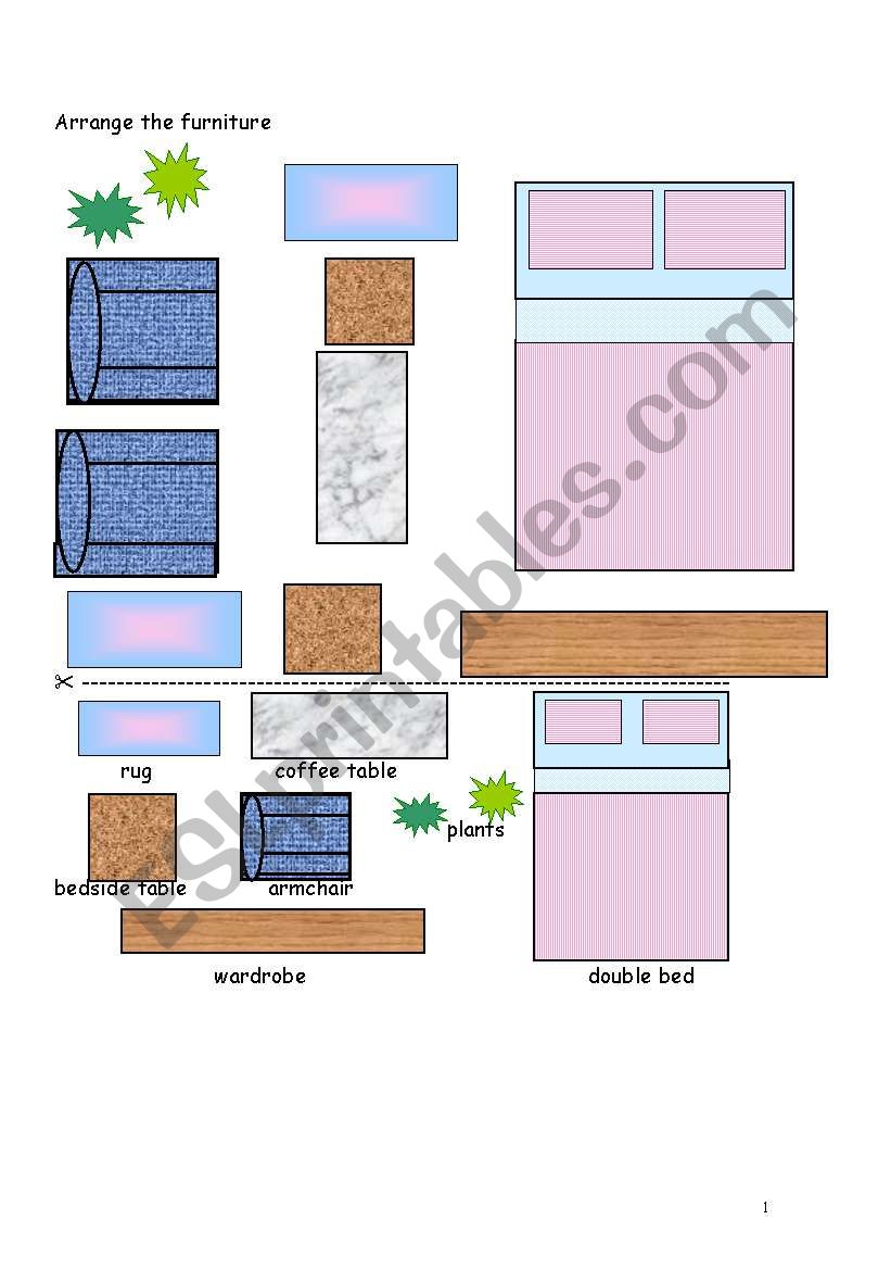 Arrange the furniture worksheet