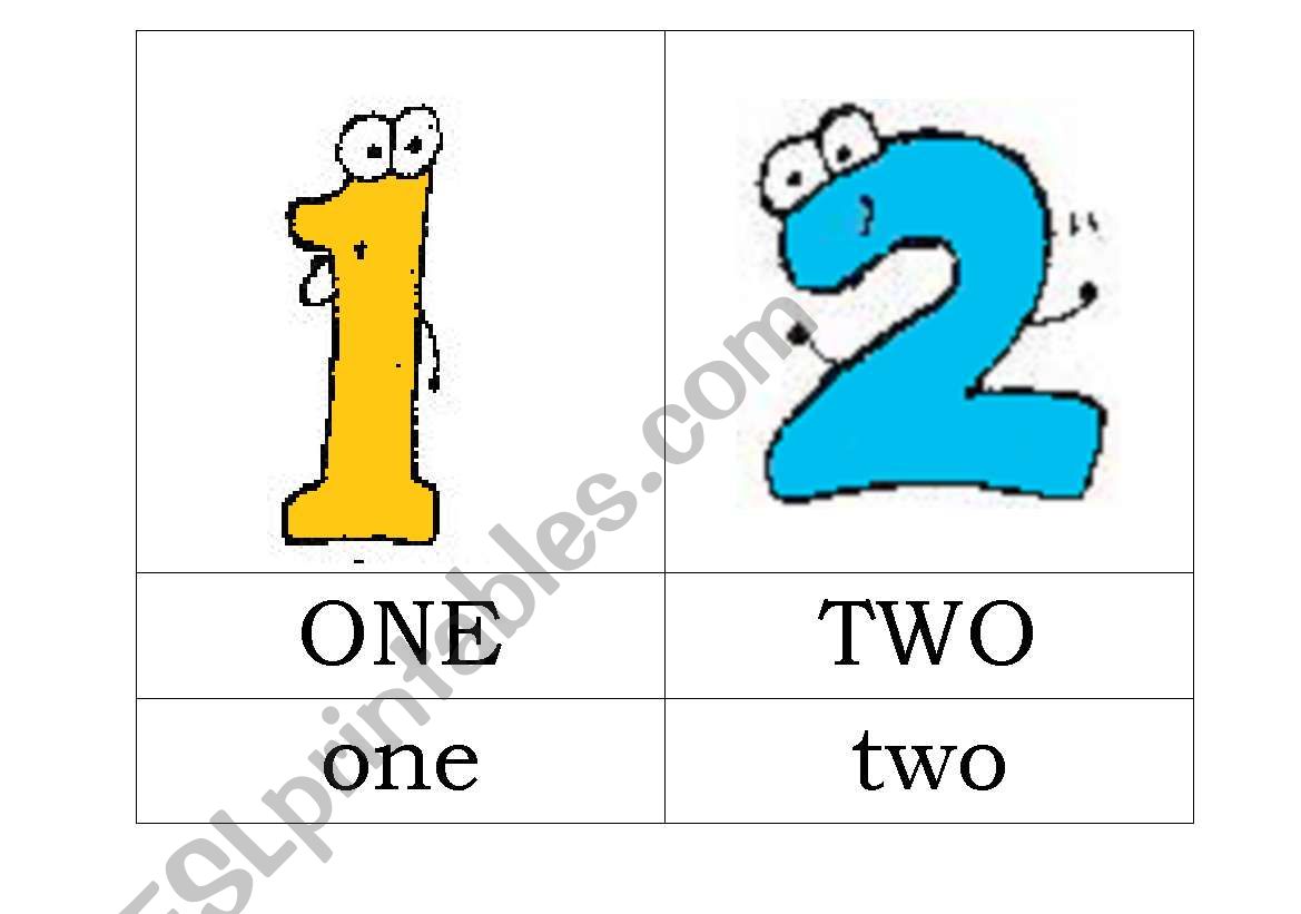 flashcards numbers worksheet