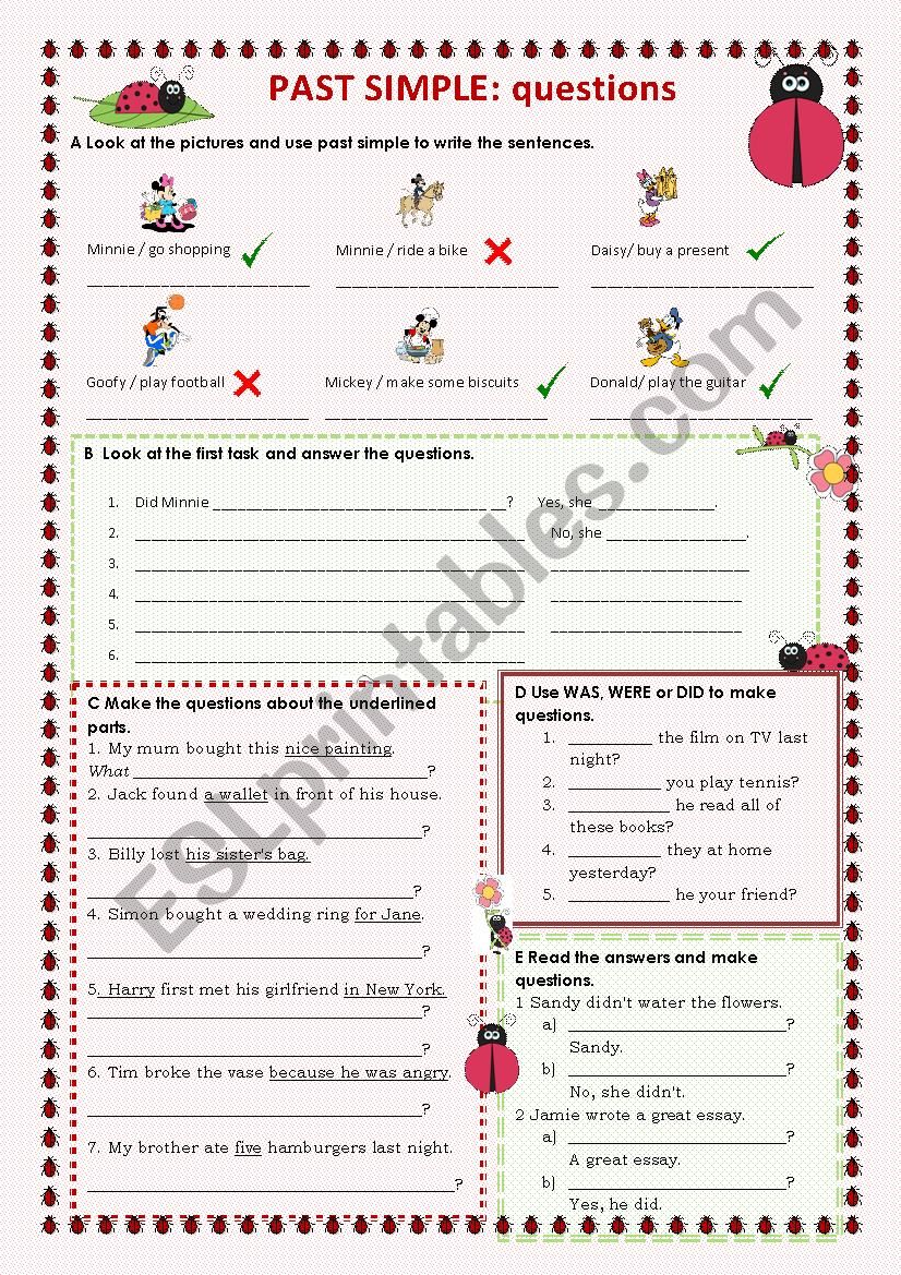 PAST SIMPLE: questions worksheet