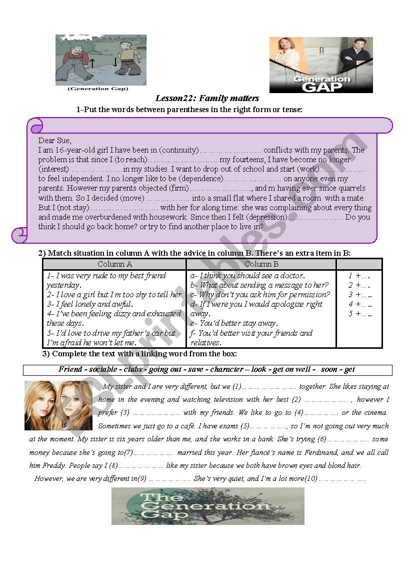 Lesson 22-Family matters-1st years