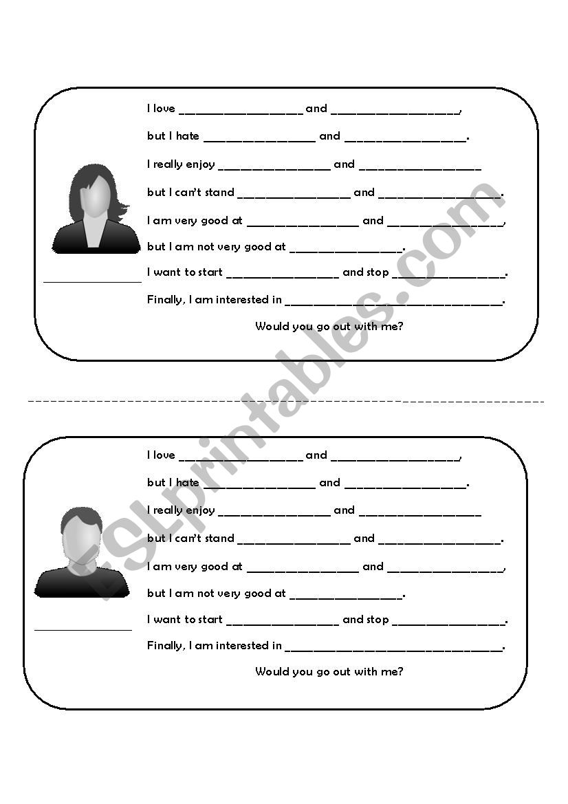 Would you go out with me? worksheet