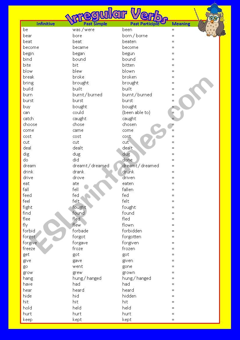 irregular-verbs-list-esl-worksheet-by-vickyvar