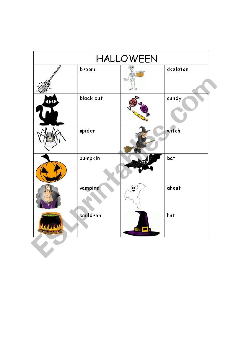 Halloween vocabulary worksheet