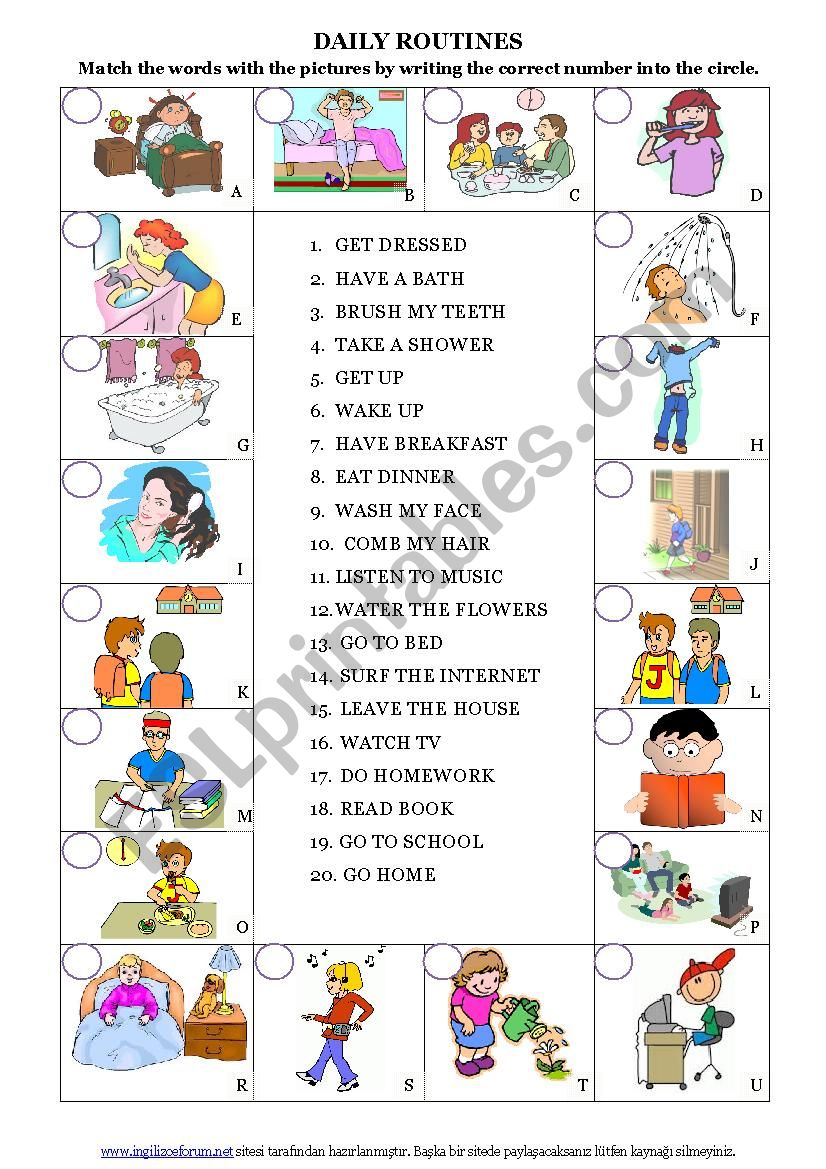 daily routines worksheet