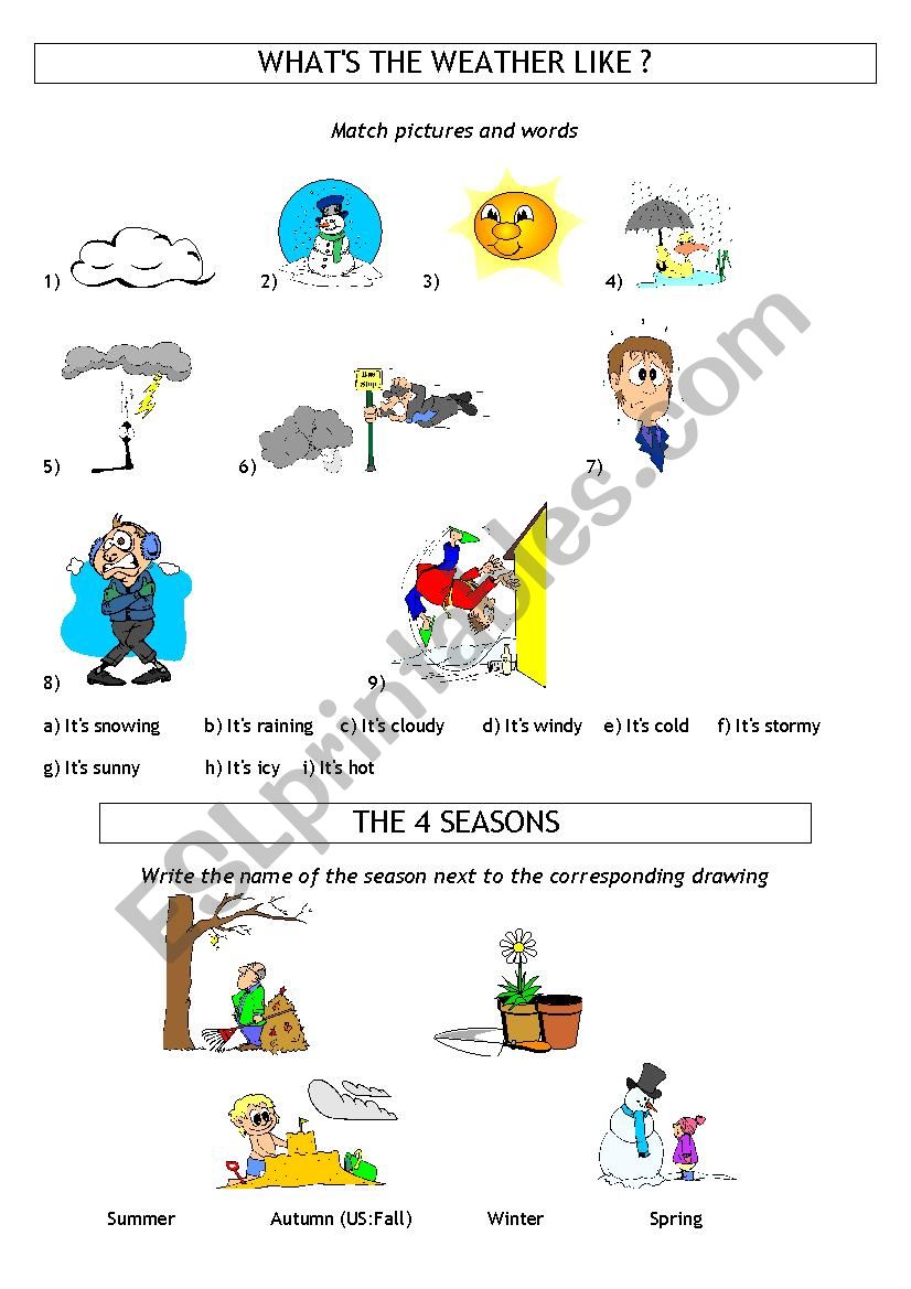 weather and seasons worksheet