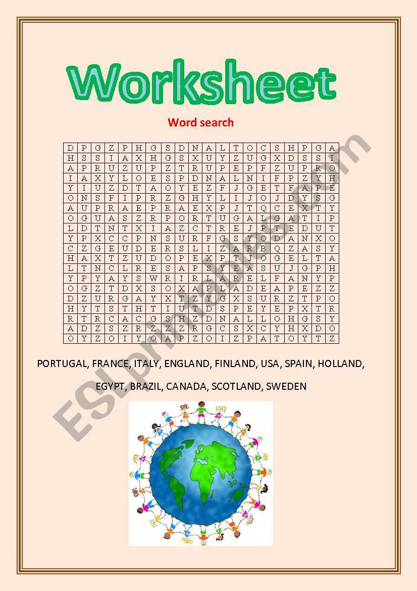 word search worksheet