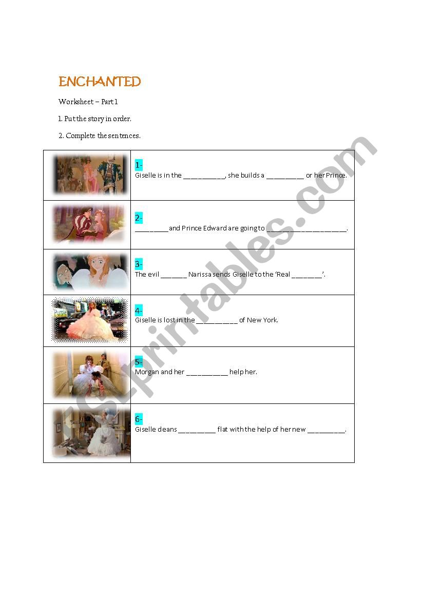 ENCHANTED - movie worksheet worksheet