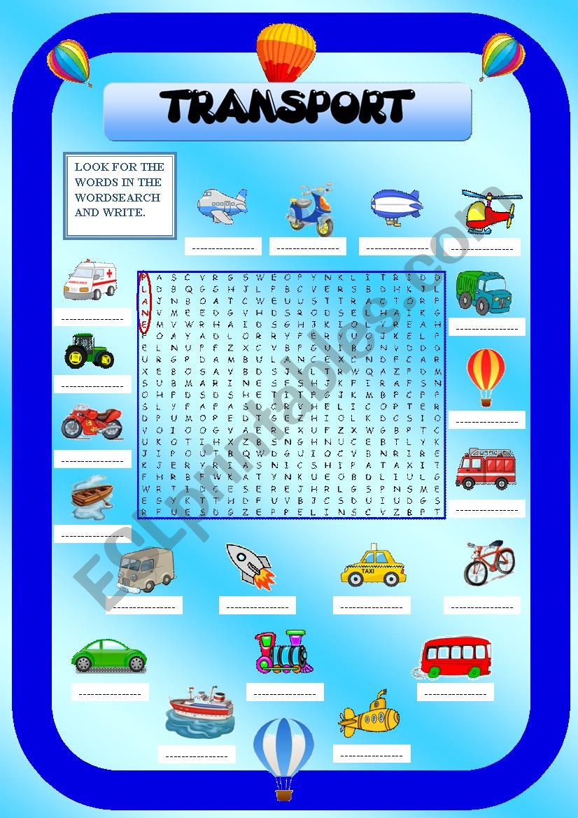 Transports worksheet