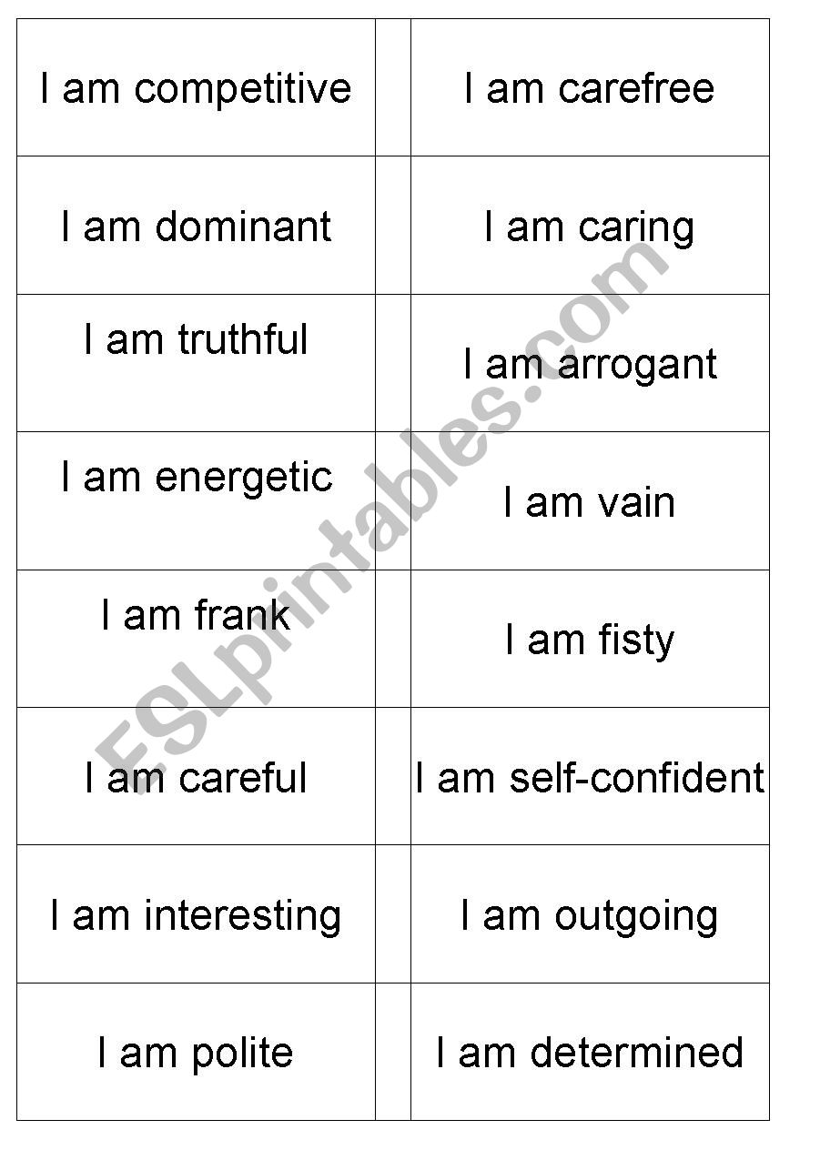 Personality Adjectives worksheet