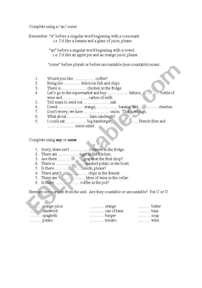 A - AN  C U worksheet