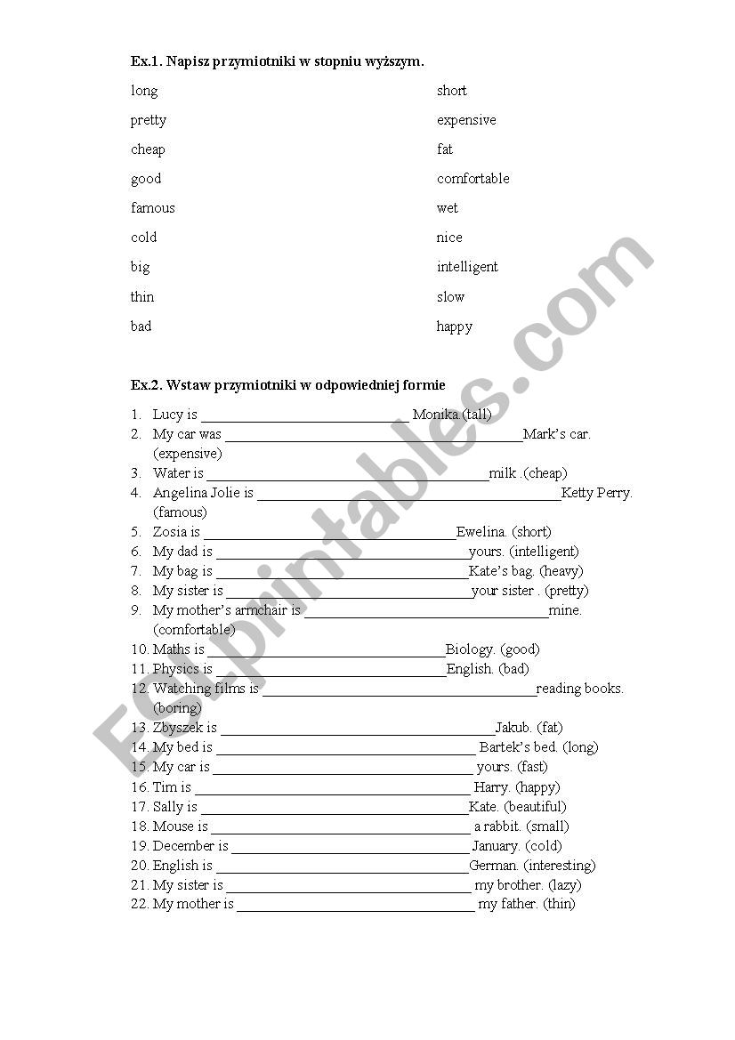 Comparative  worksheet