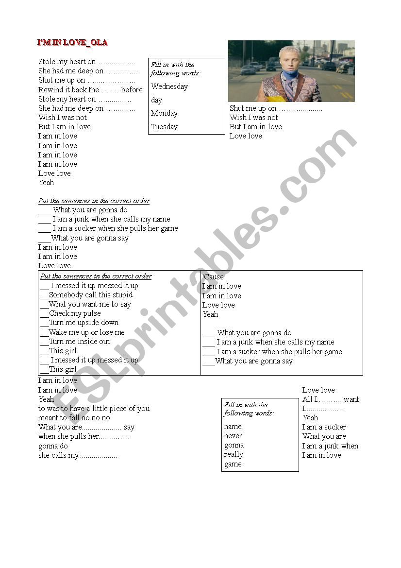 Im in Love_song by OLA worksheet