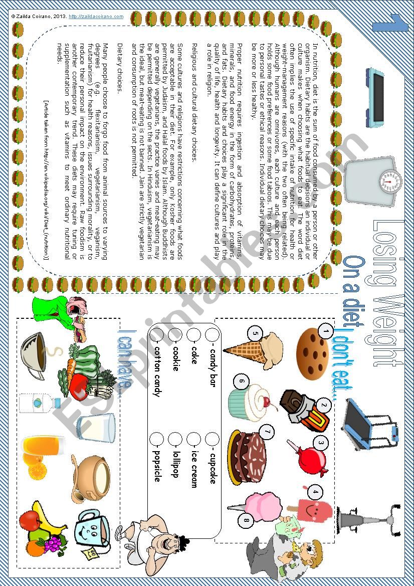 Losing weight - reading (2 pages)