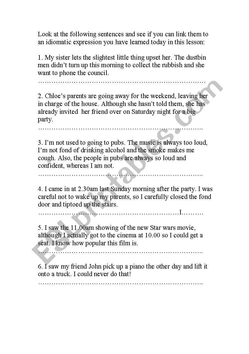 Idioms worksheet