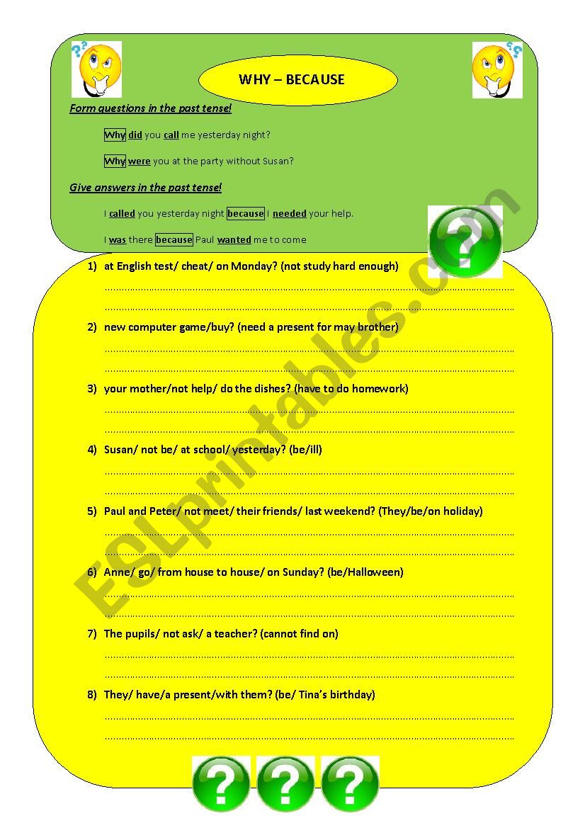 Why - because! worksheet