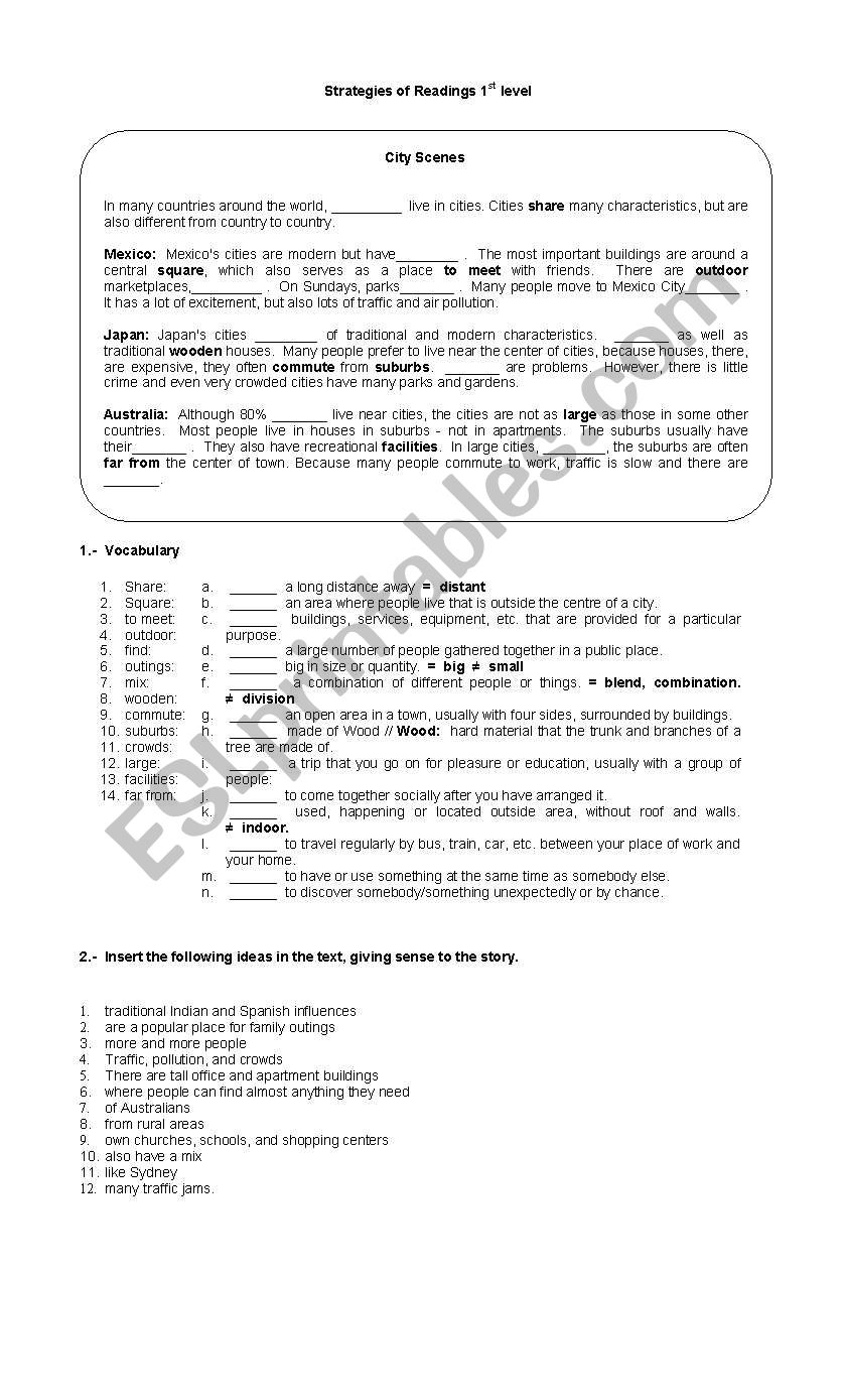 Reading Strategies worksheet