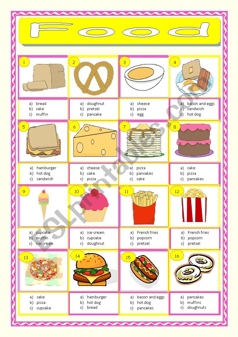 Food - Multiple Choice worksheet
