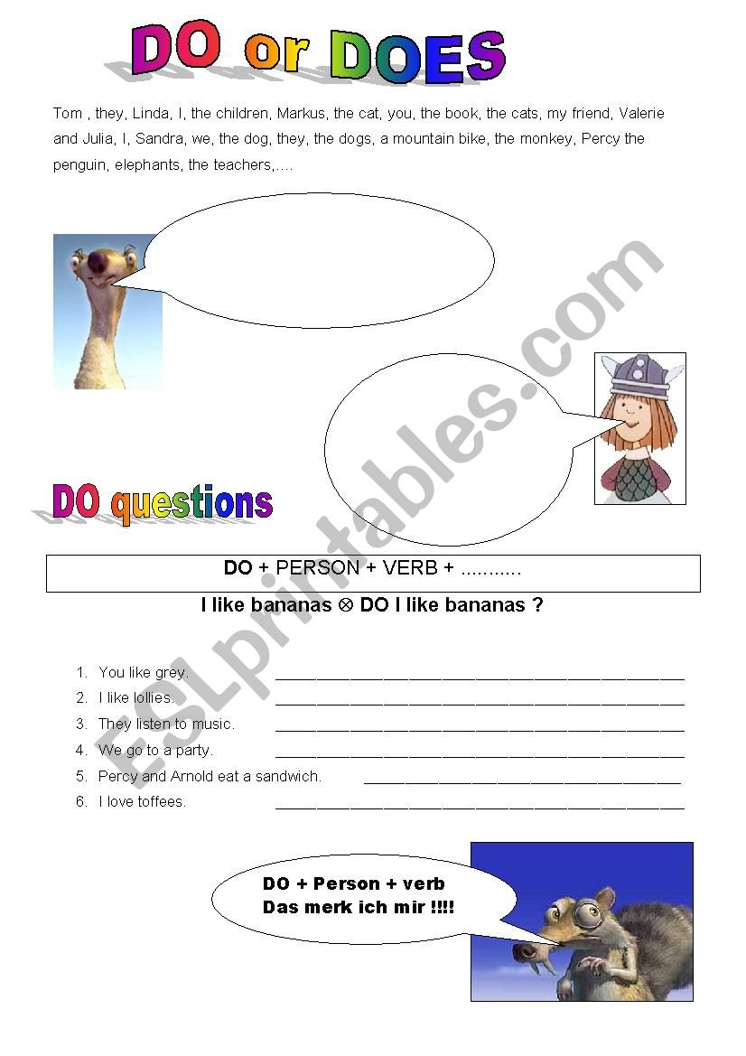 do _ does introduction worksheet