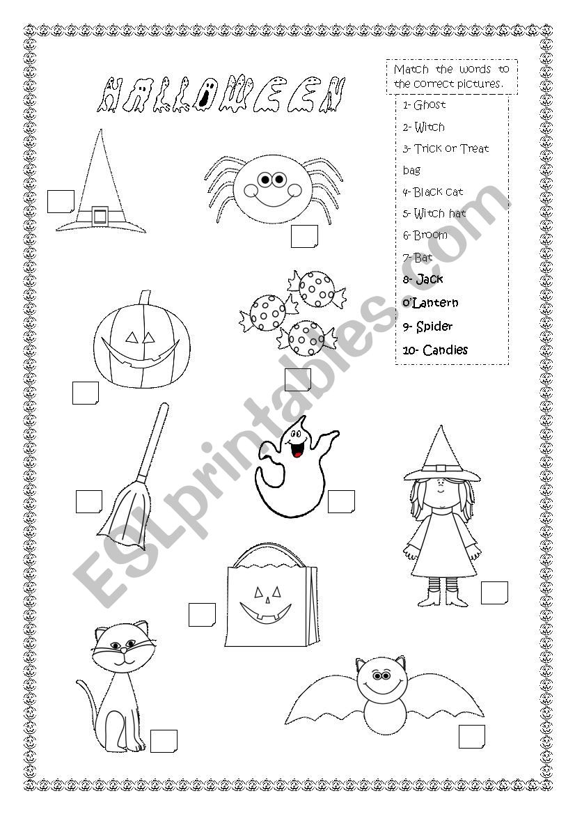 Halloween matching worksheet