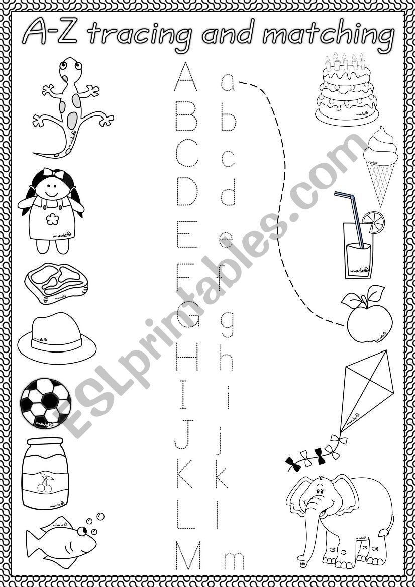 A-Z tracing and matching worksheet