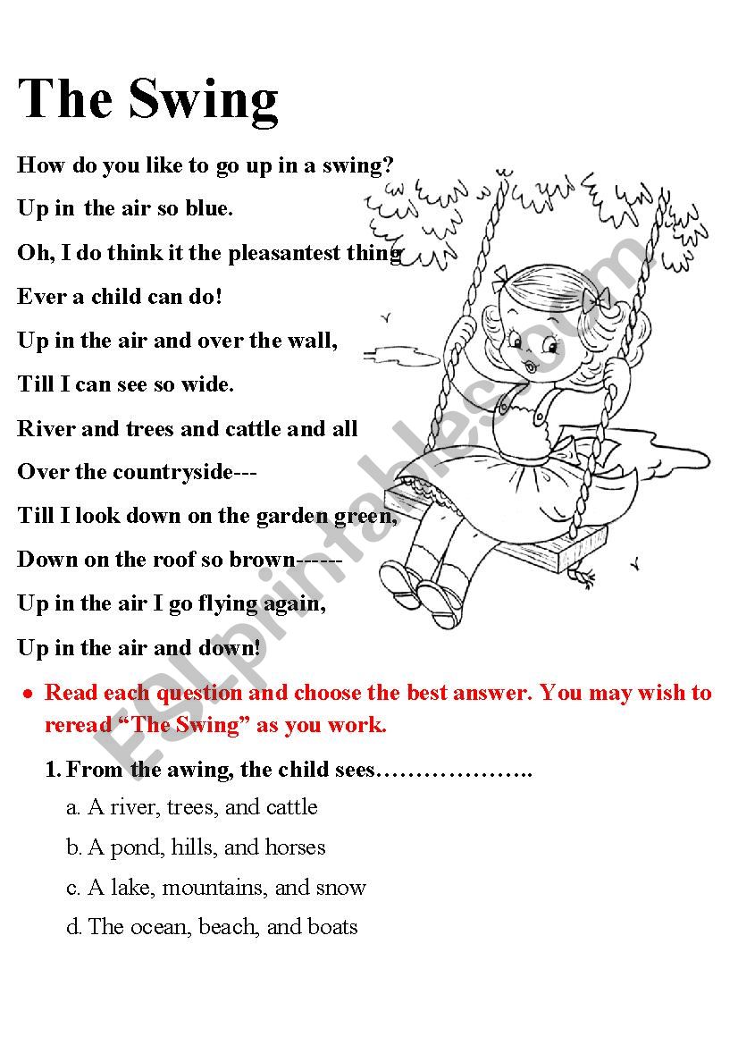 The Swing worksheet