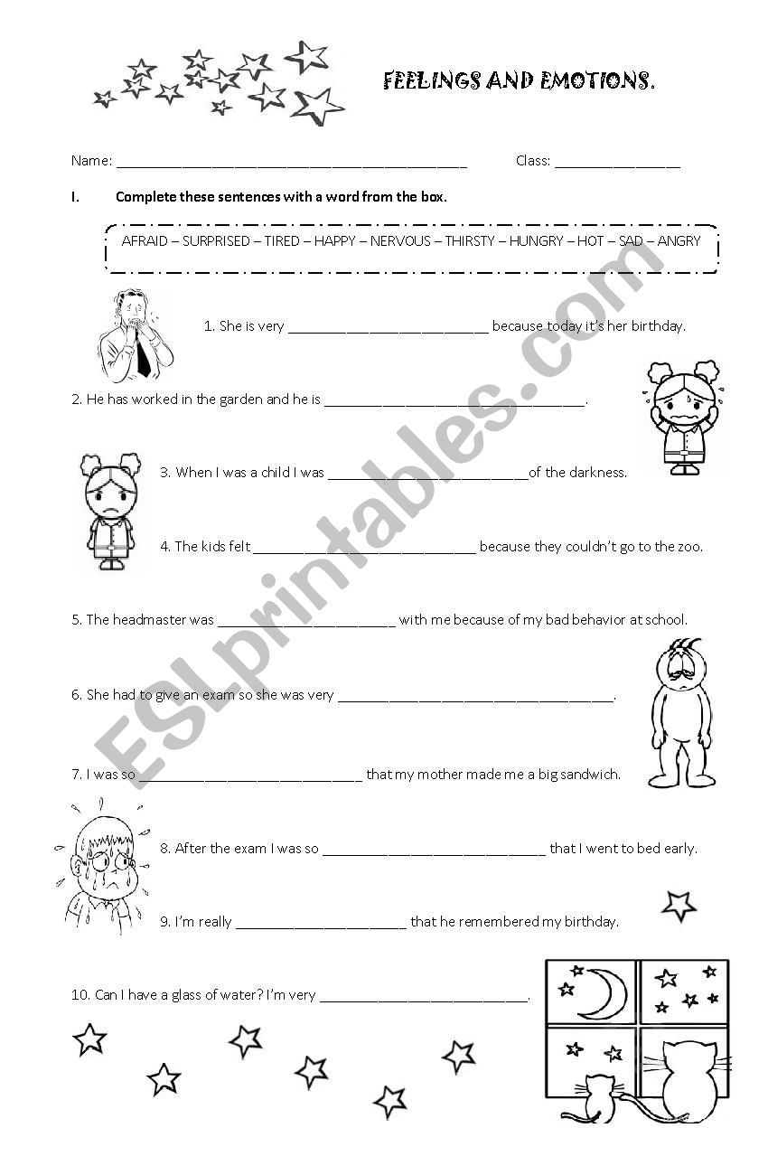 Feelings & Emotions worksheet