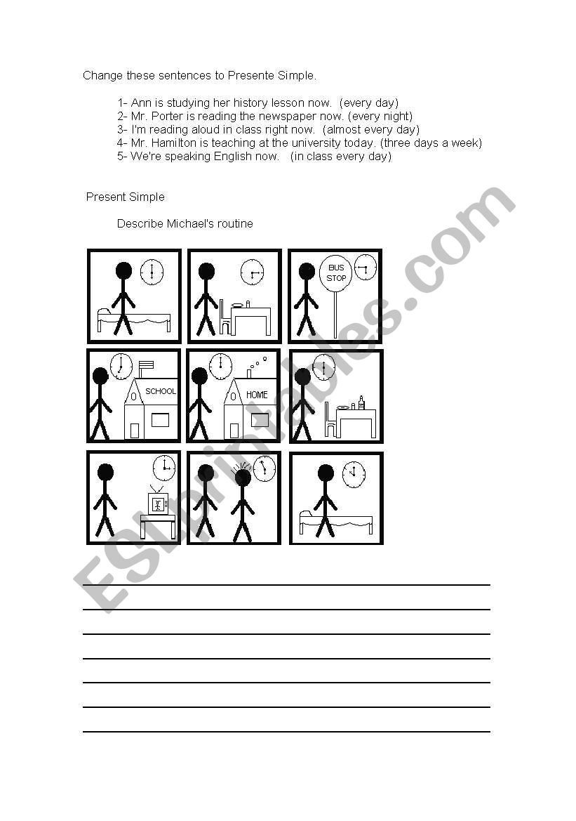 Present simple and routine worksheet