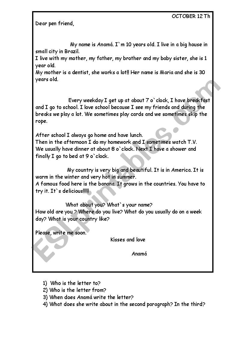 reading comprehension!  worksheet