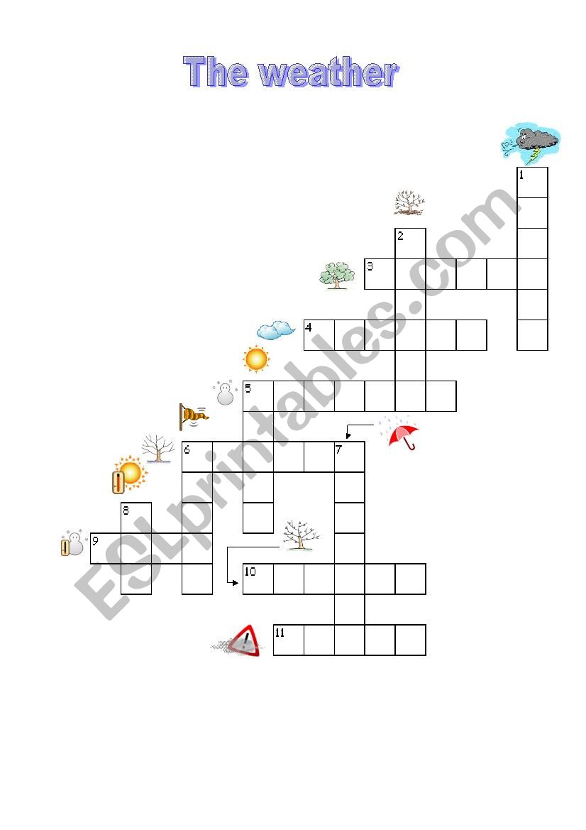 weather crosswords worksheet