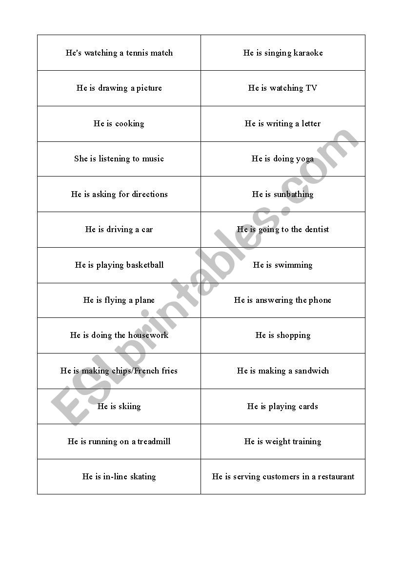 Miming Activity: Present Continuous 