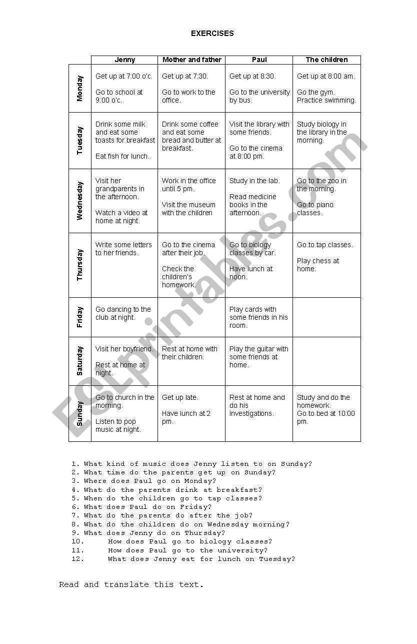 Do or Does worksheet