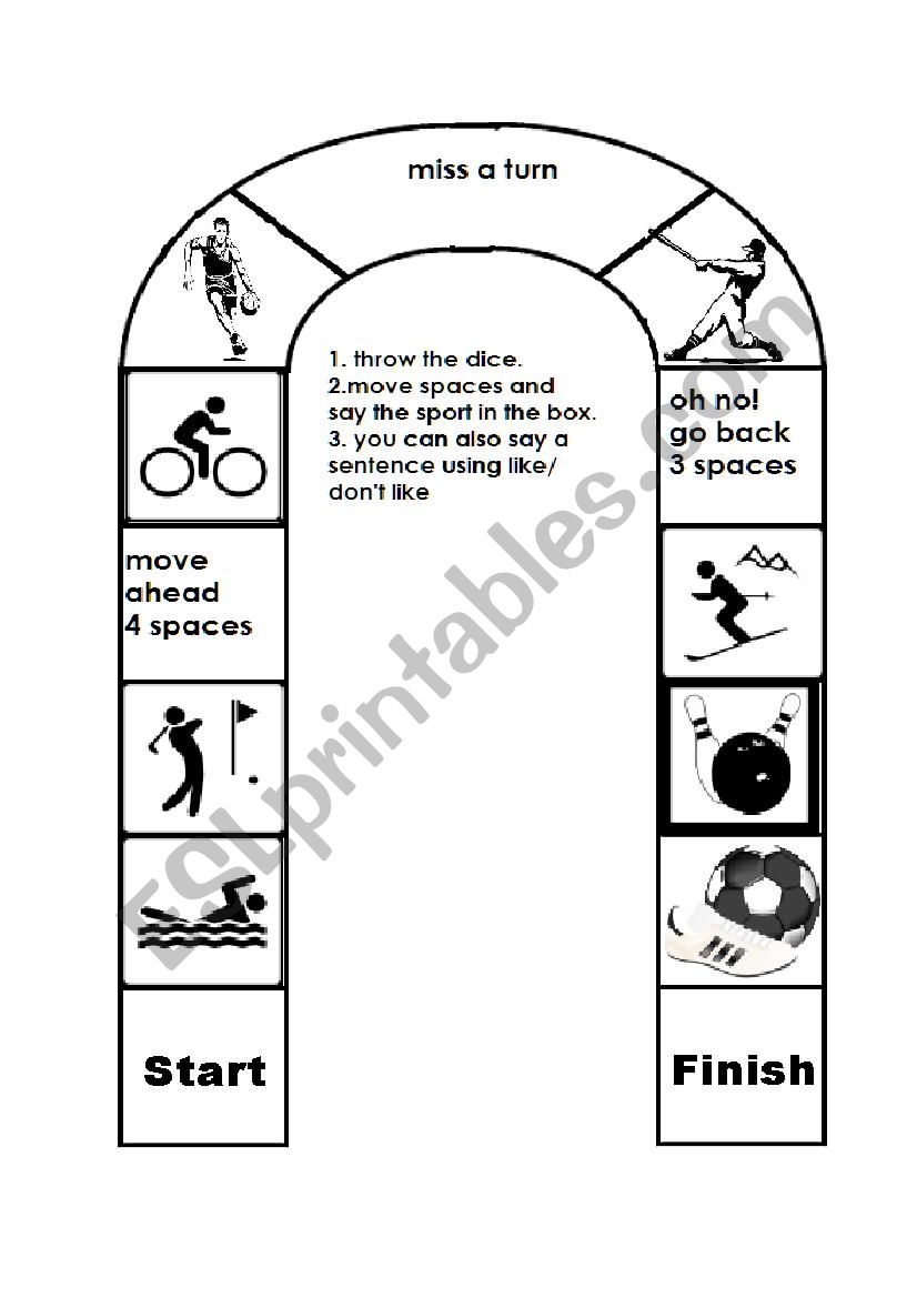 Sports board game worksheet