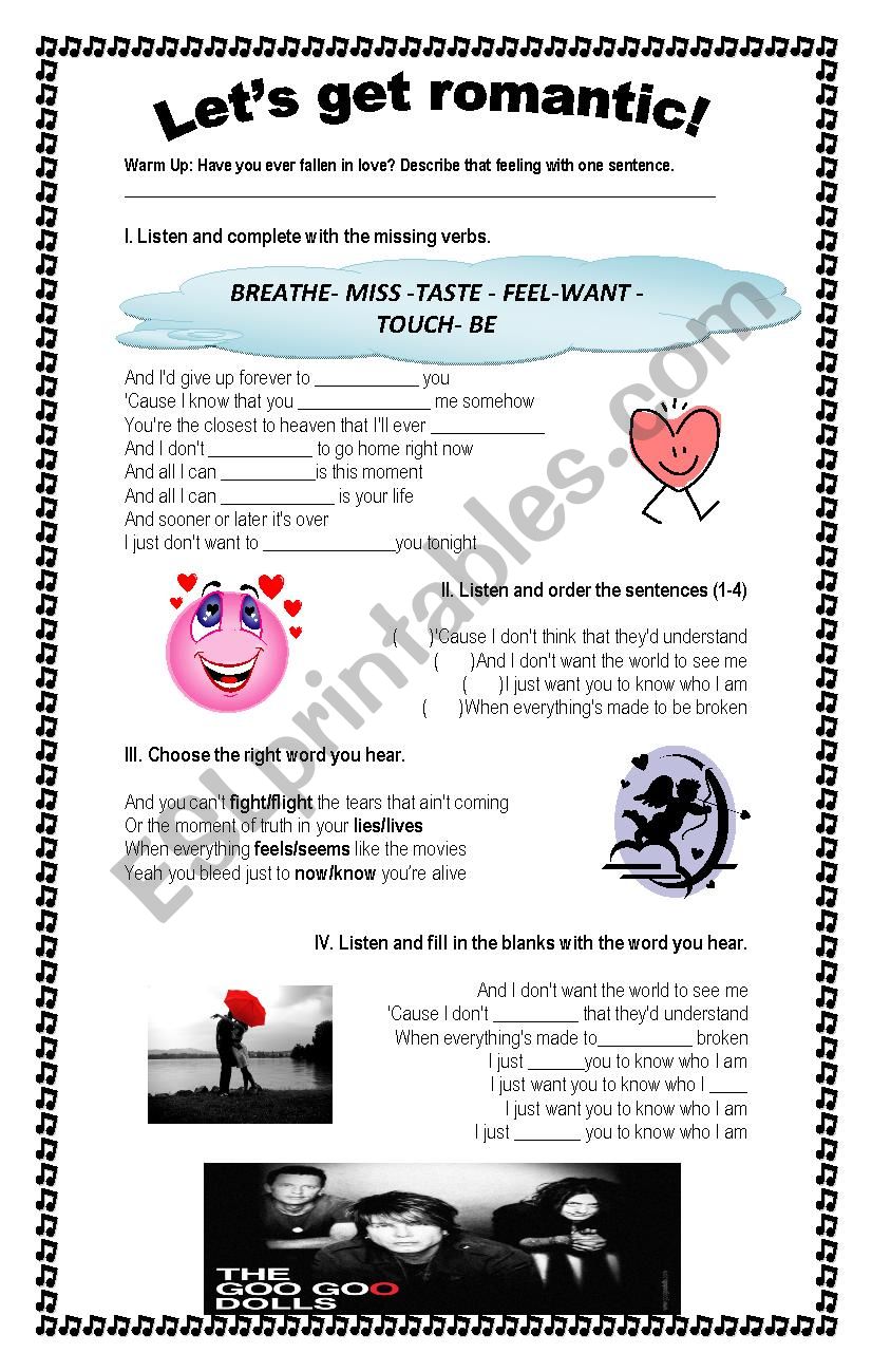 Iris-Goo Goo Dolls worksheet