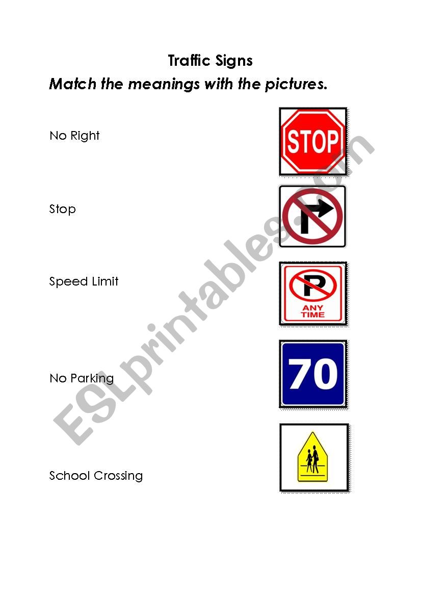 Traffic Signs worksheet