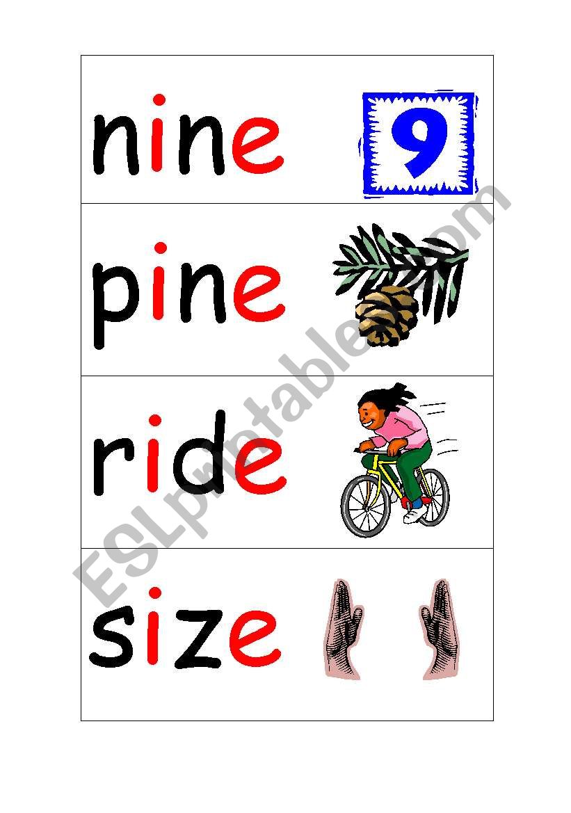 Long vowel sound flashcards i-e