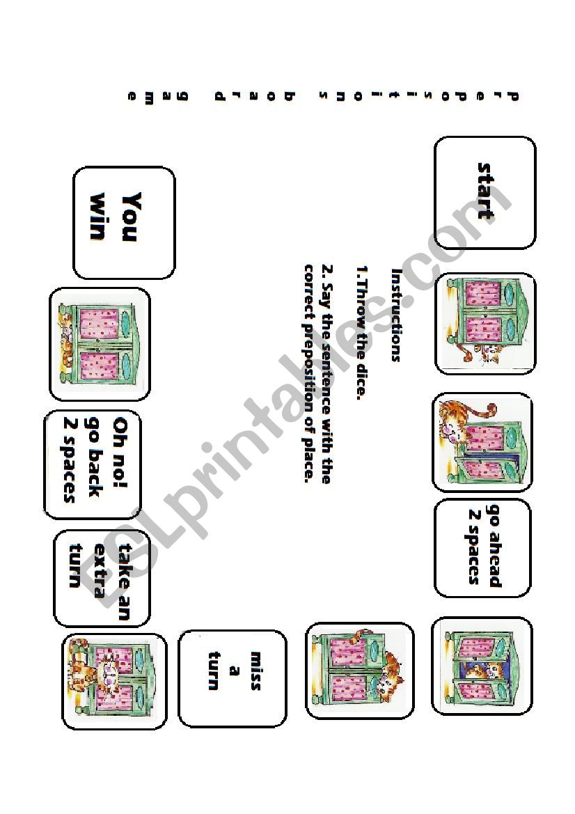 PREPOSITIONS OF PLACE BOARD GAME