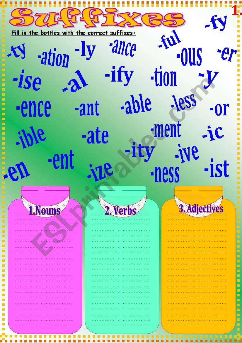 Suffixes 1 worksheet