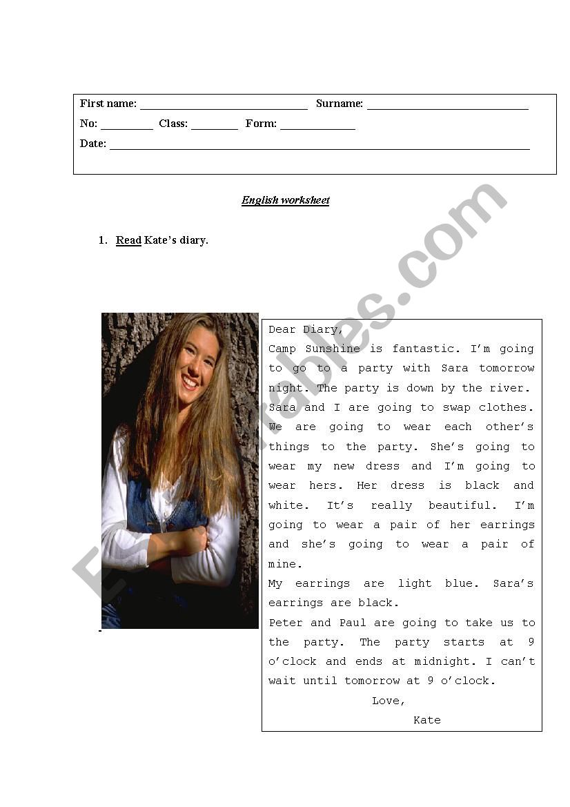 Reading comprehension  worksheet