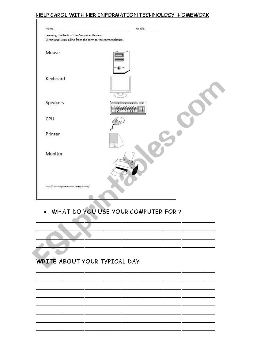 test for 4th school worksheet
