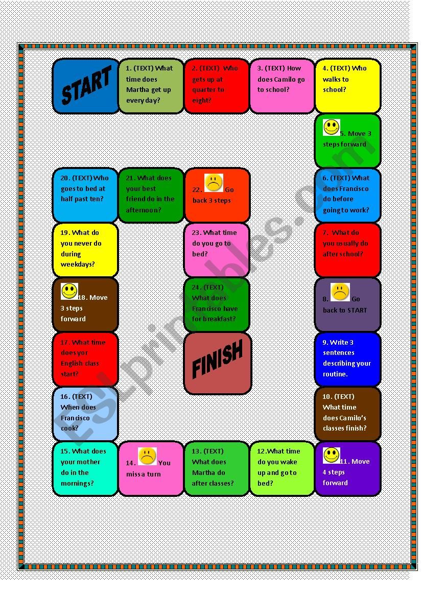 Present Simple game worksheet