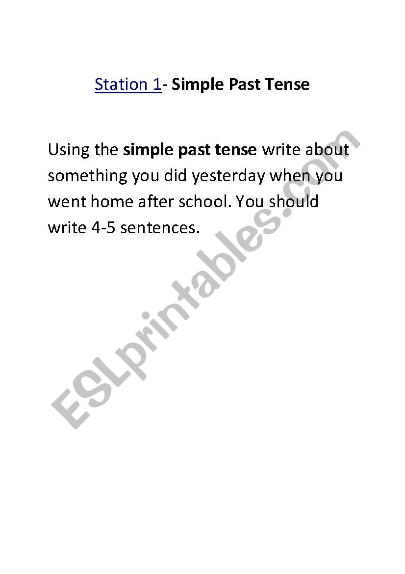 Tense Station Tasks worksheet