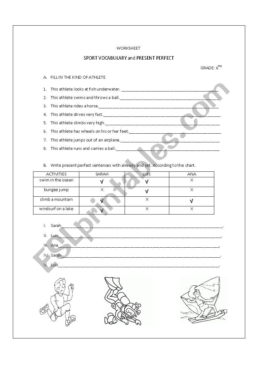 Sport vocabulary and present perfect