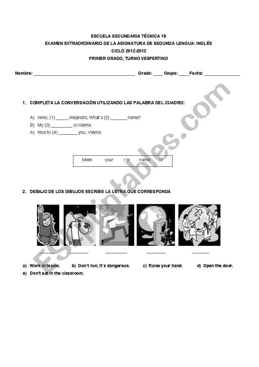 GENERAL TEST 1 worksheet