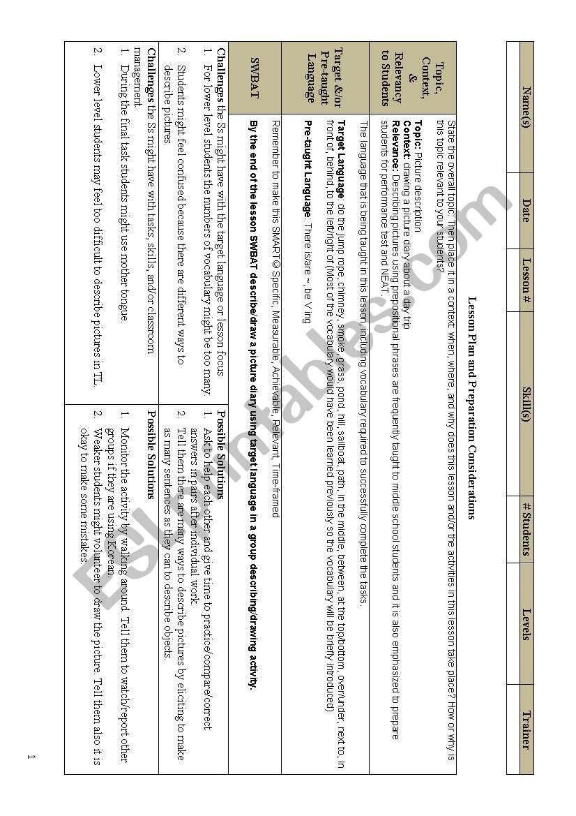 Describing pictures_Speaking Lesson Plan